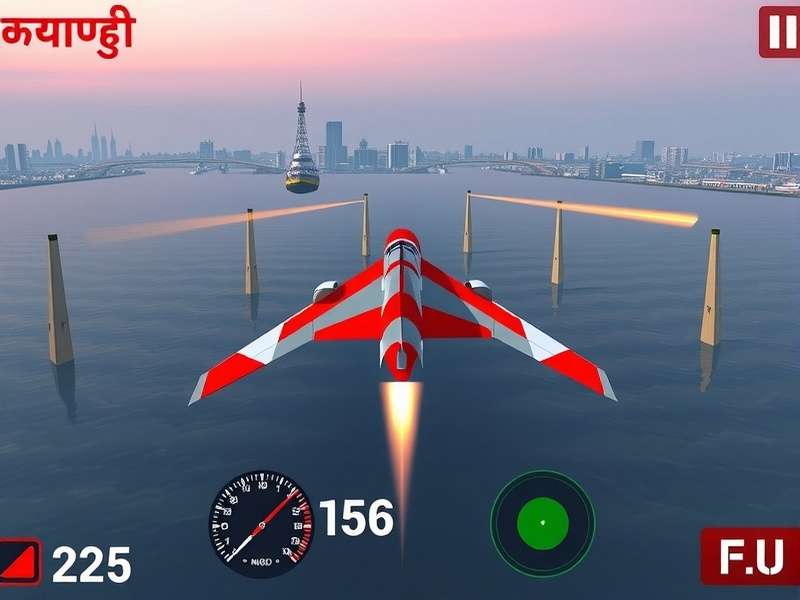 Cargo Jet Sprint gameplay screenshot showing Mumbai skyline